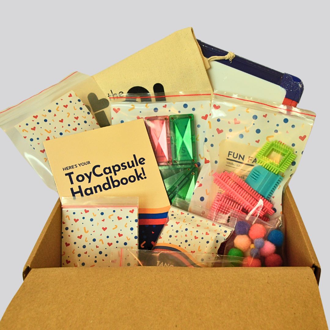 Bow with toys in little bags. 
